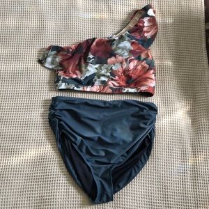 Albion Fit Messina Icon Wave Crop Swim Top & Bottom Set Size Large